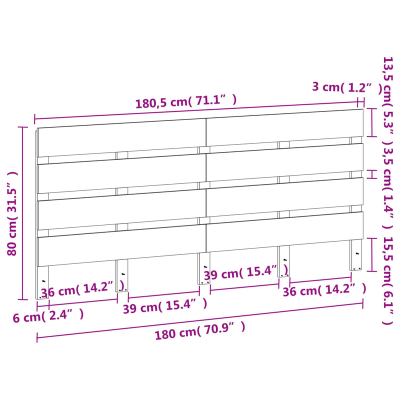 vidaXL viaszbarna tömör fenyőfa fejtámla 135 cm