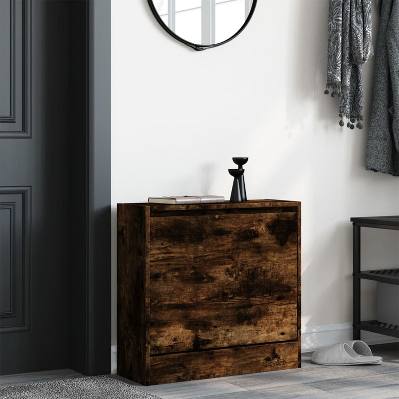 vidaXL füstös tölgy színű szerelt fa cipőszekrény 60 x 21 x 57 cm