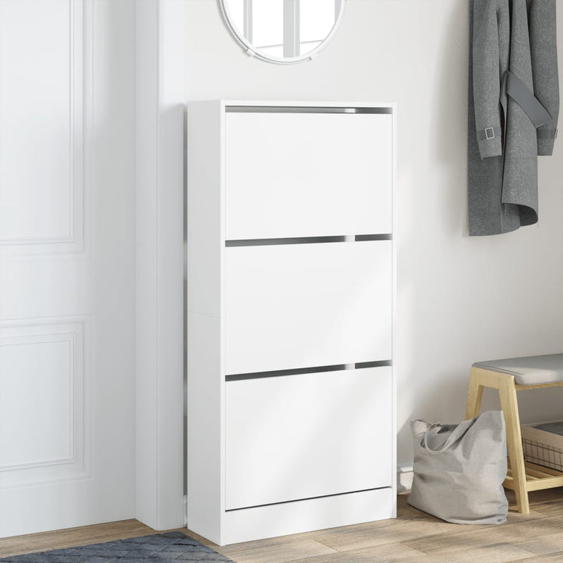 vidaXL fehér szerelt fa cipőszekrény 60 x 21 x 125,5 cm