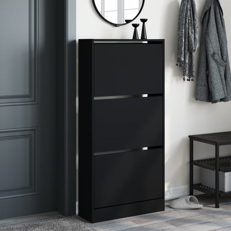 vidaXL fekete szerelt fa cipőszekrény 60 x 21 x 125,5 cm