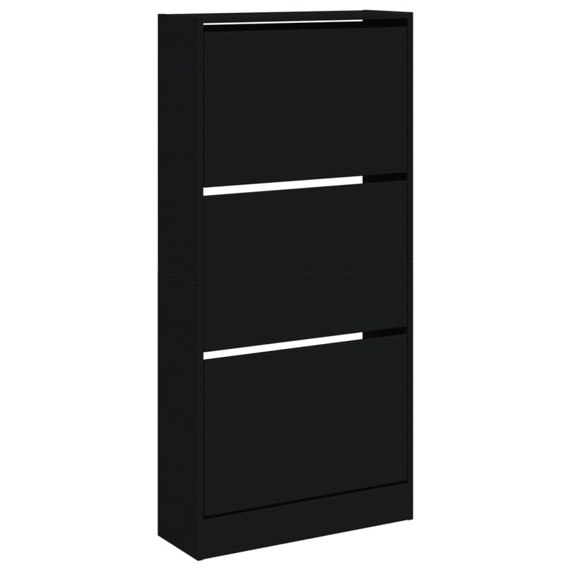 vidaXL fekete szerelt fa cipőszekrény 60 x 21 x 125,5 cm