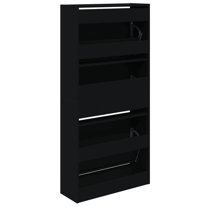vidaXL fekete szerelt fa cipőszekrény 60 x 21 x 125,5 cm