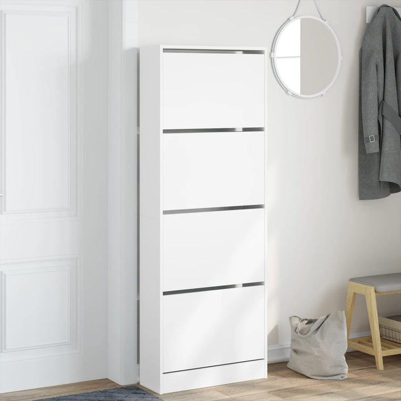 vidaXL fehér szerelt fa cipőszekrény 60 x 21 x 163,5 cm