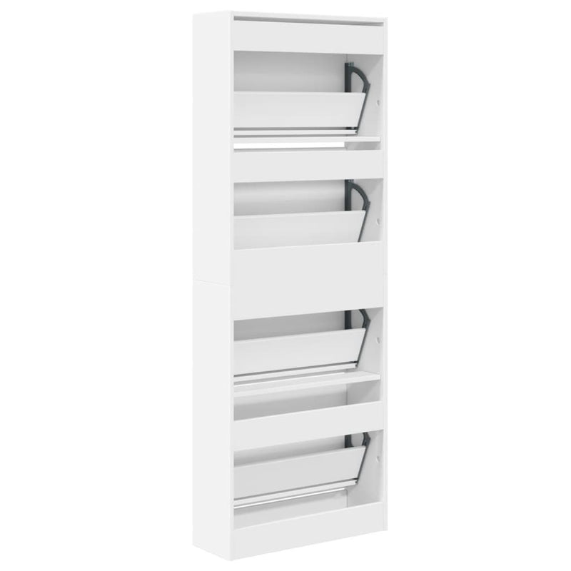 vidaXL fehér szerelt fa cipőszekrény 60 x 21 x 163,5 cm