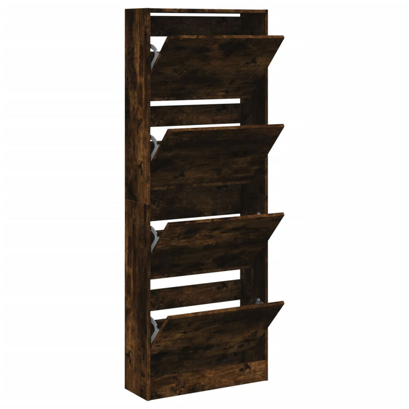 vidaXL füstös tölgy színű szerelt fa cipőszekrény 60 x 21 x 163,5 cm