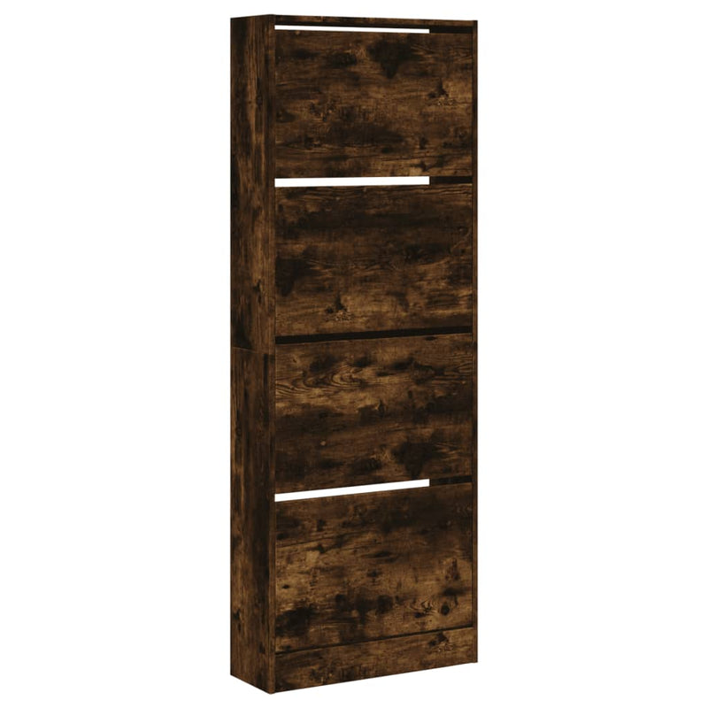 vidaXL füstös tölgy színű szerelt fa cipőszekrény 60 x 21 x 163,5 cm