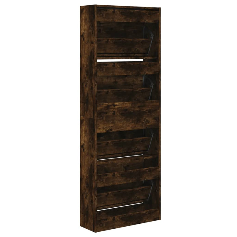 vidaXL füstös tölgy színű szerelt fa cipőszekrény 60 x 21 x 163,5 cm