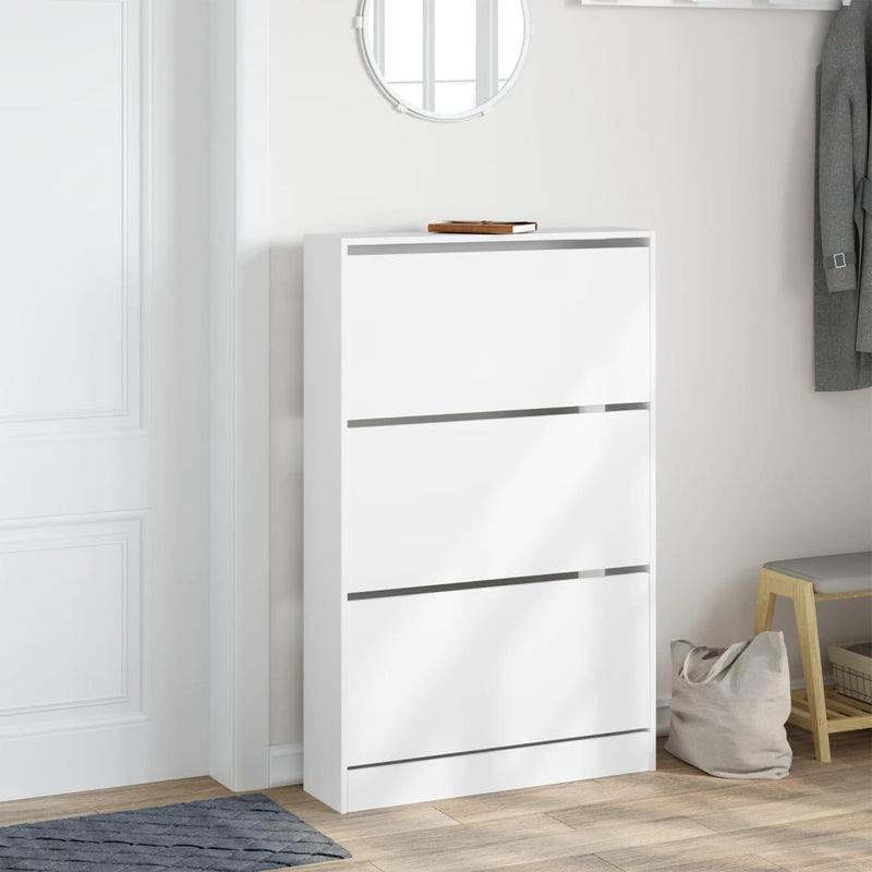 vidaXL fehér szerelt fa cipőszekrény 80 x 21 x 125,5 cm