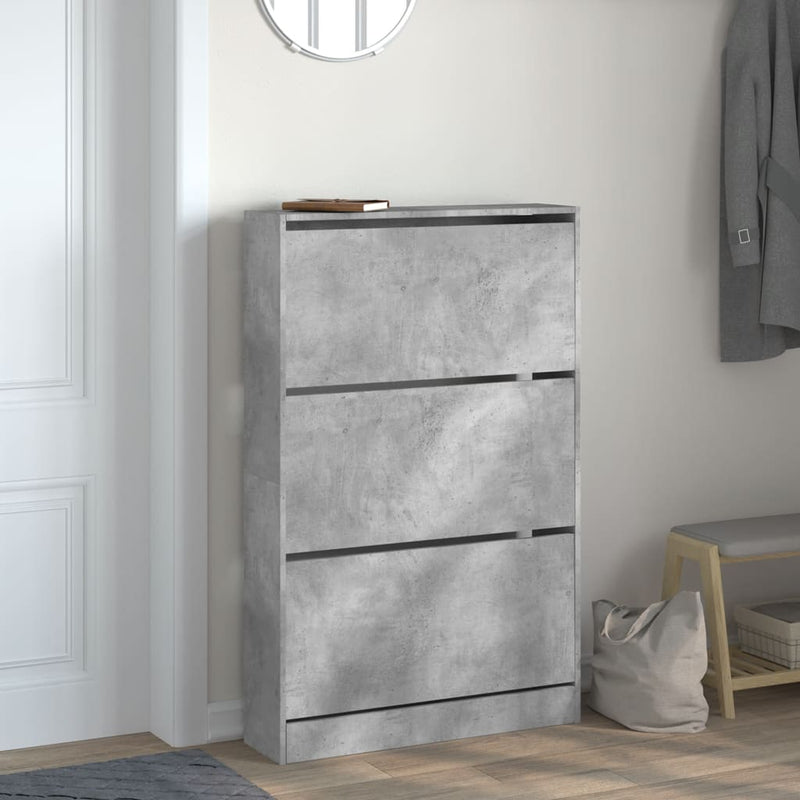 vidaXL betonszürke szerelt fa cipősszekrény 80 x 21 x 125,5 cm