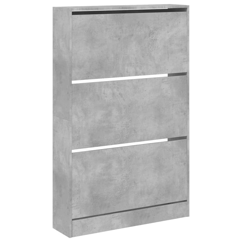 vidaXL betonszürke szerelt fa cipősszekrény 80 x 21 x 125,5 cm