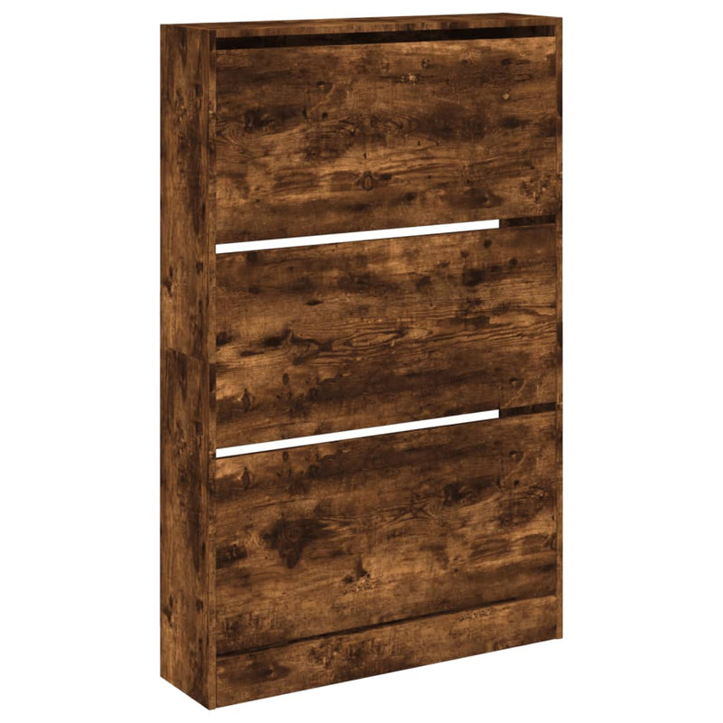 vidaXL füstös tölgy színű szerelt fa cipőszekrény 80 x 21 x 125,5 cm