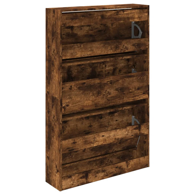 vidaXL füstös tölgy színű szerelt fa cipőszekrény 80 x 21 x 125,5 cm