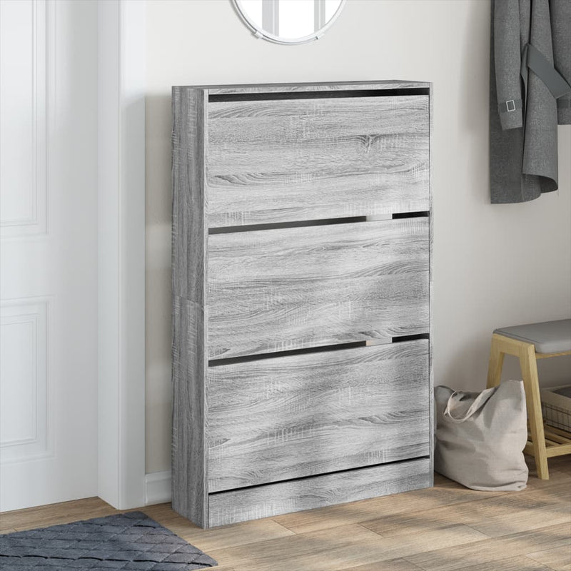vidaXL szürke sonoma színű szerelt fa cipősszekrény 80 x 21 x 125,5 cm