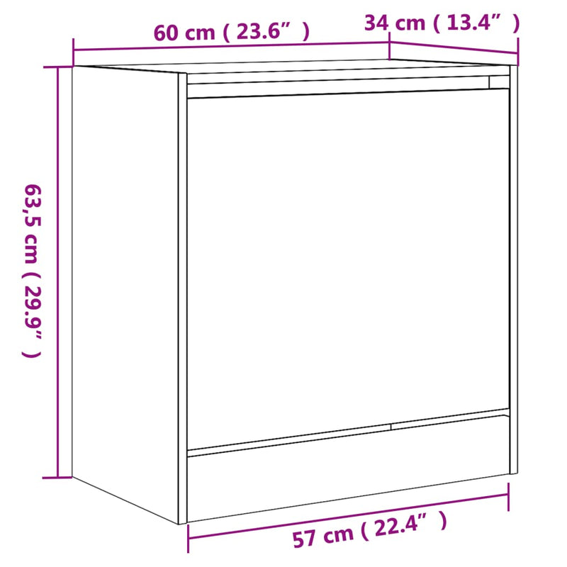 vidaXL barna tölgyszínű szerelt fa cipősszekrény 60 x 34 x 63,5 cm