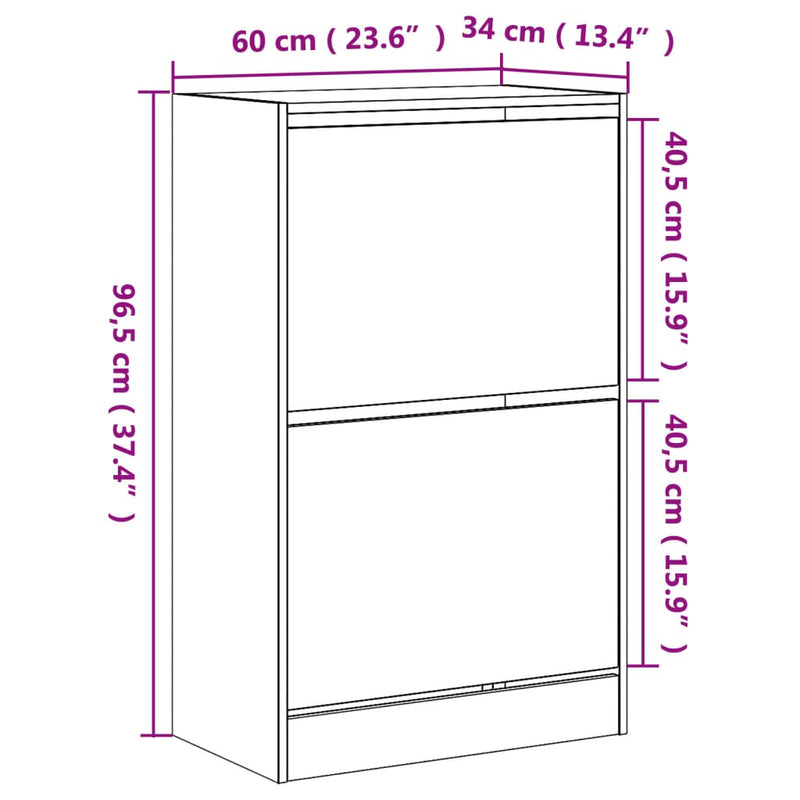 vidaXL fehér szerelt fa cipőszekrény 60 x 34 x 96,5 cm
