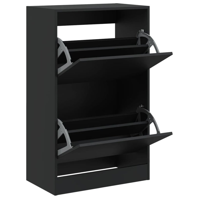 vidaXL fekete szerelt fa cipőszekrény 60 x 34 x 96,5 cm