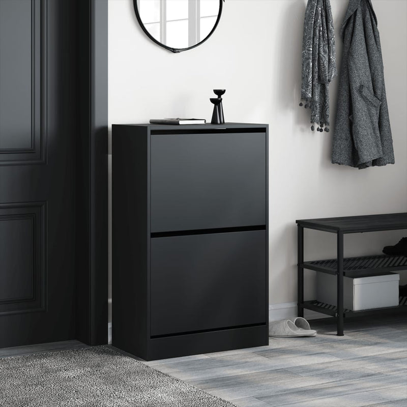 vidaXL fekete szerelt fa cipőszekrény 60 x 34 x 96,5 cm