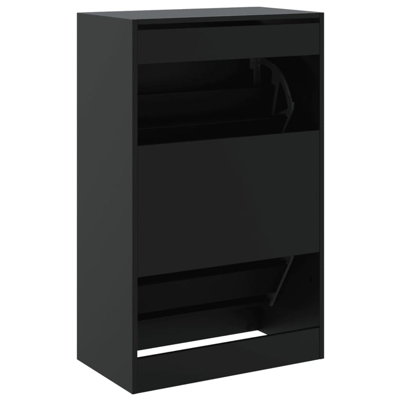 vidaXL fekete szerelt fa cipőszekrény 60 x 34 x 96,5 cm