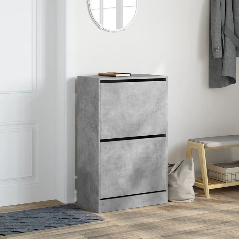 vidaXL betonszürke szerelt fa cipőszekrény 60 x 34 x 96,5 cm