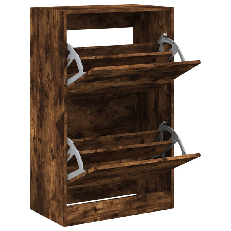 vidaXL füstös tölgy színű szerelt fa cipőszekrény 60 x 34 x 96,5 cm