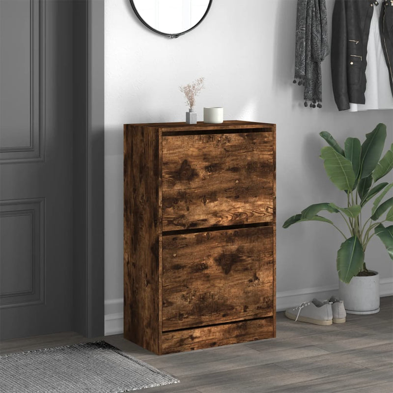 vidaXL füstös tölgy színű szerelt fa cipőszekrény 60 x 34 x 96,5 cm