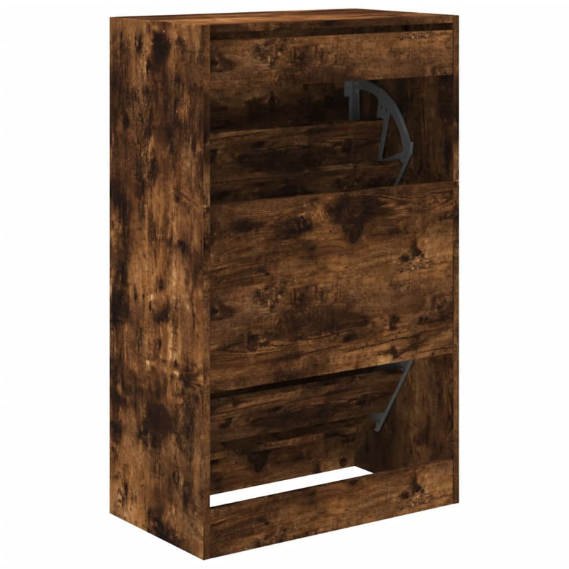 vidaXL füstös tölgy színű szerelt fa cipőszekrény 60 x 34 x 96,5 cm