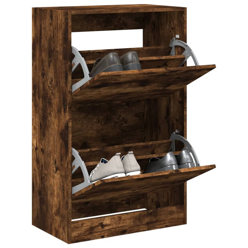 vidaXL füstös tölgy színű szerelt fa cipőszekrény 60 x 34 x 96,5 cm