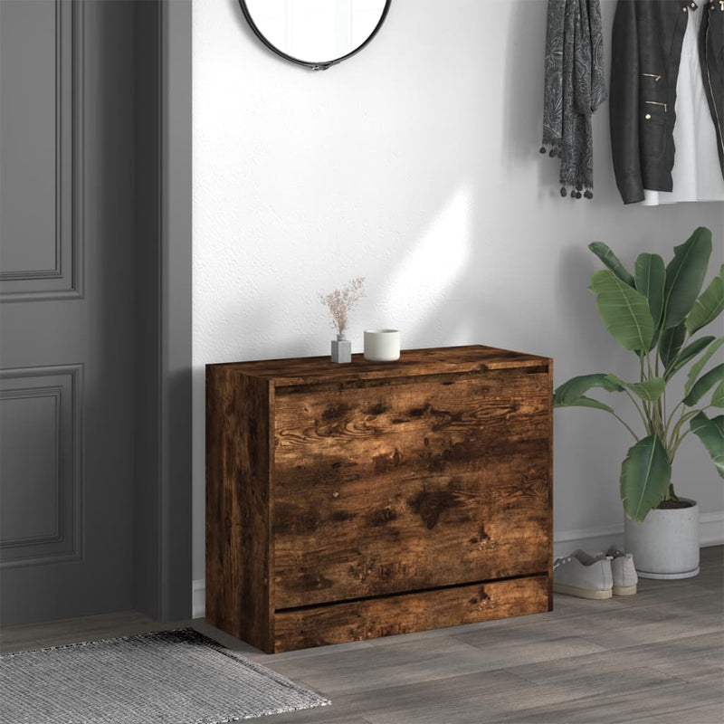 vidaXL füstös tölgy színű szerelt fa cipőszekrény 80 x 34 x 63 cm