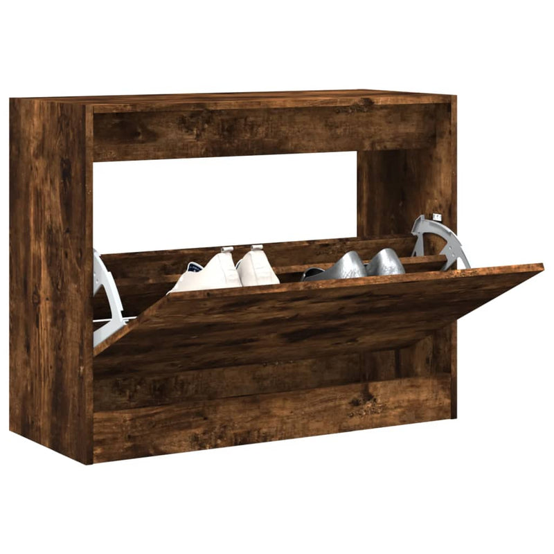 vidaXL füstös tölgy színű szerelt fa cipőszekrény 80 x 34 x 63 cm
