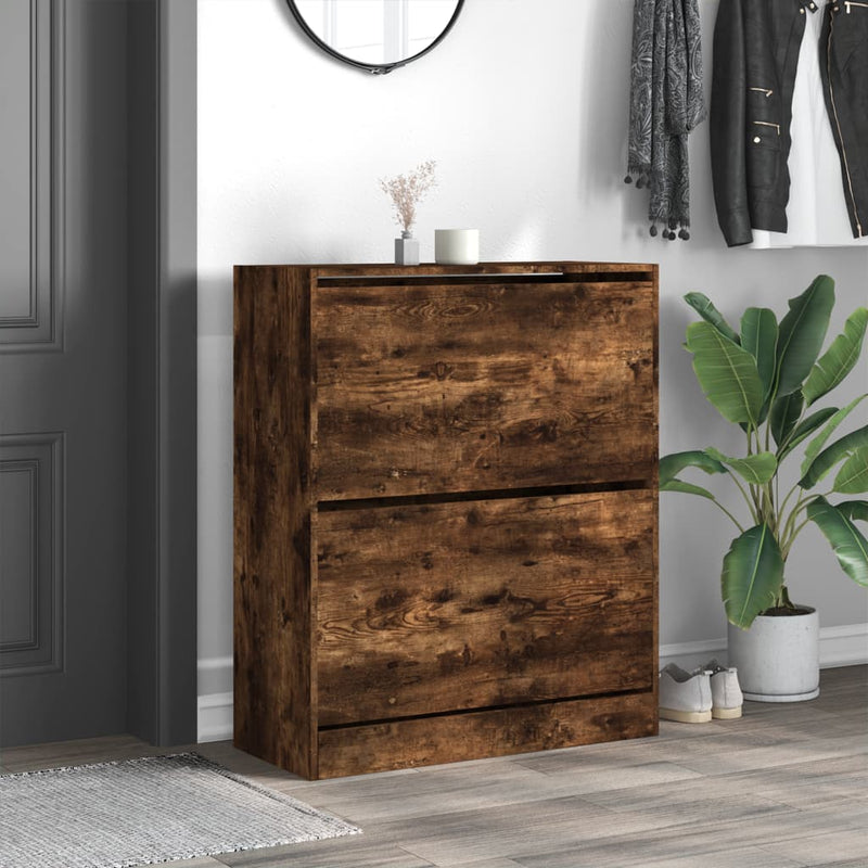 vidaXL füstös tölgy színű szerelt fa cipőszekrény 80 x 34 x 96,5 cm