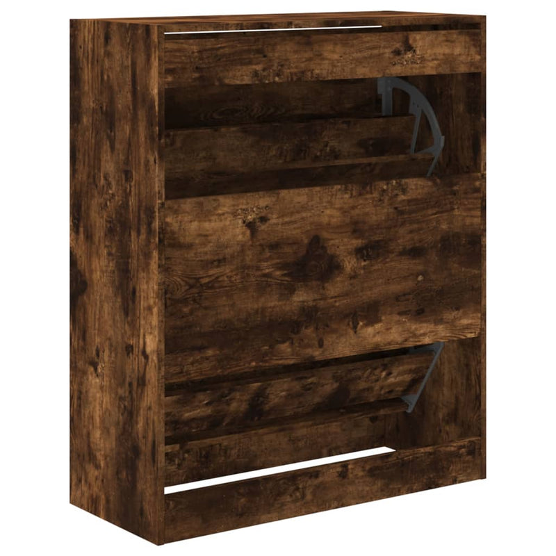 vidaXL füstös tölgy színű szerelt fa cipőszekrény 80 x 34 x 96,5 cm