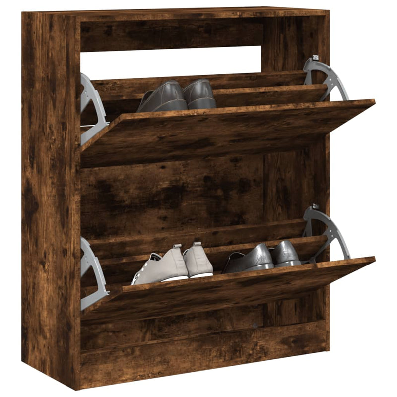 vidaXL füstös tölgy színű szerelt fa cipőszekrény 80 x 34 x 96,5 cm