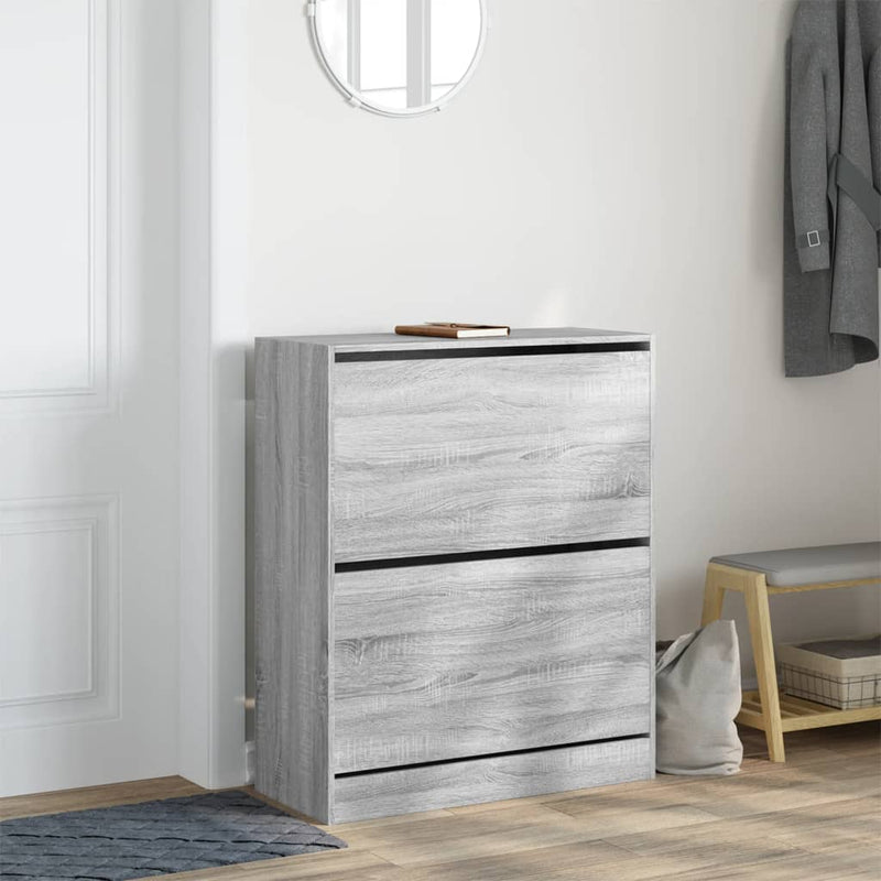 vidaXL szürke sonoma színű szerelt fa cipőszekrény 80x34x96,5 cm