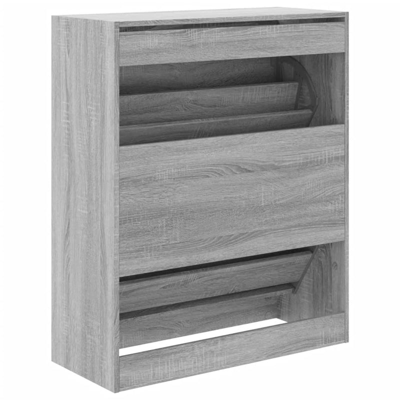 vidaXL szürke sonoma színű szerelt fa cipőszekrény 80x34x96,5 cm