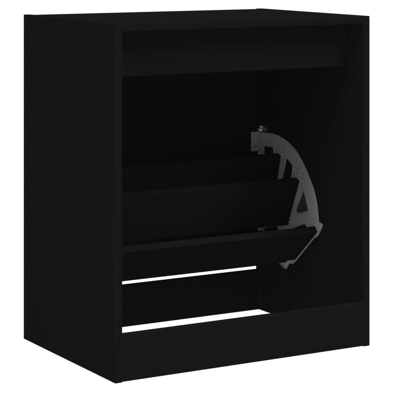 vidaXL fekete szerelt fa cipőszekrény 60 x 42 x 69 cm
