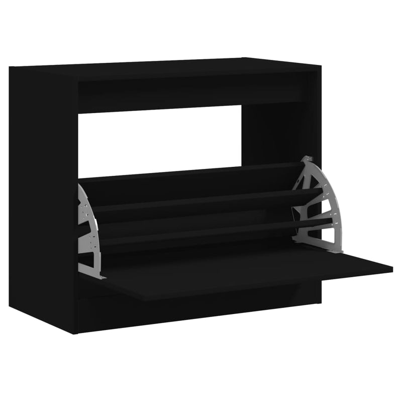 vidaXL fekete szerelt fa cipőszekrény 80x42x69 cm
