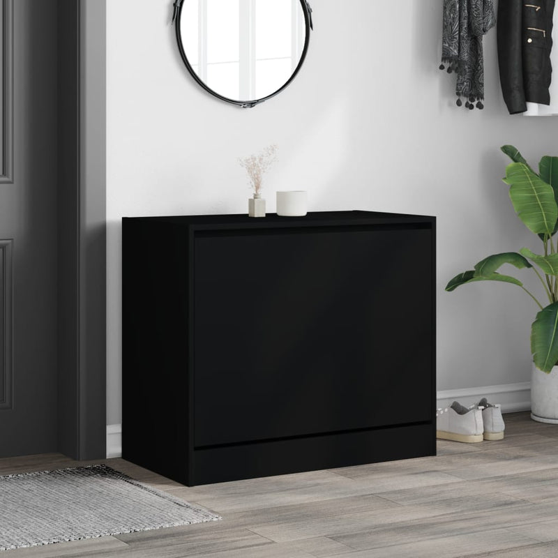 vidaXL fekete szerelt fa cipőszekrény 80x42x69 cm