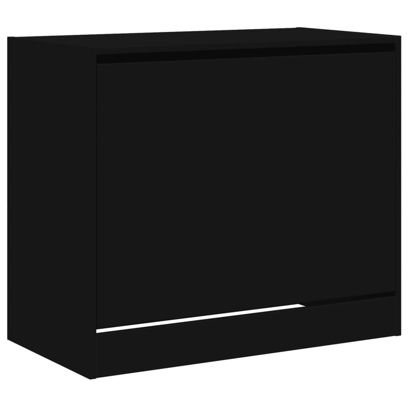 vidaXL fekete szerelt fa cipőszekrény 80x42x69 cm