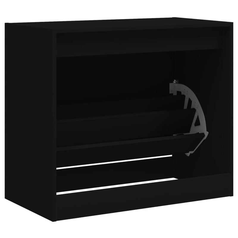 vidaXL fekete szerelt fa cipőszekrény 80x42x69 cm