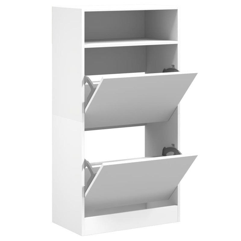 vidaXL fehér szerelt fa cipőszekrény 60x34x116 cm