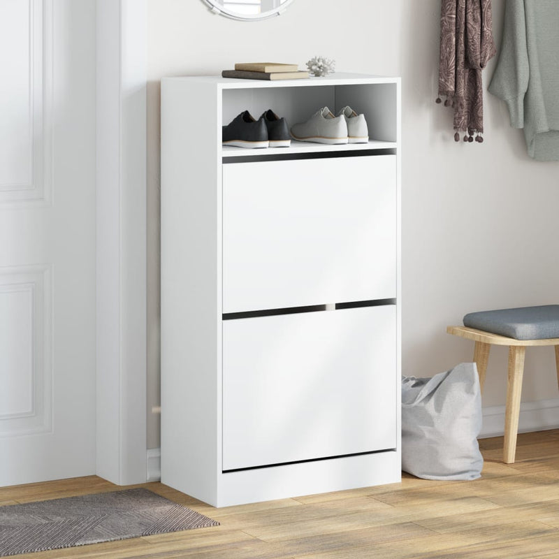 vidaXL fehér szerelt fa cipőszekrény 60x34x116 cm