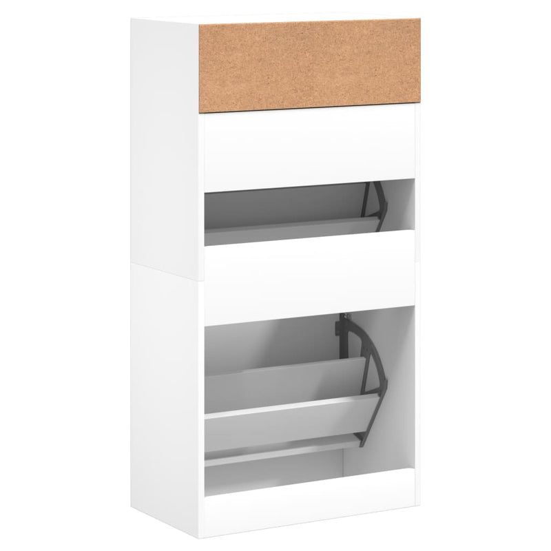 vidaXL fehér szerelt fa cipőszekrény 60x34x116 cm