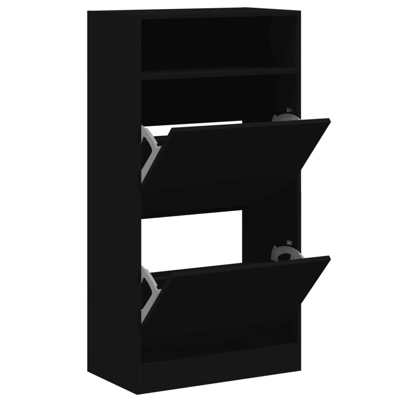 vidaXL fekete szerelt fa cipőszekrény 60x34x116 cm