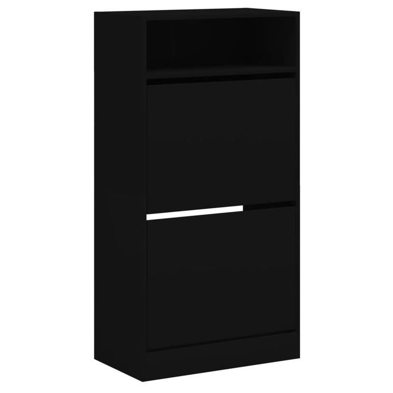 vidaXL fekete szerelt fa cipőszekrény 60x34x116 cm