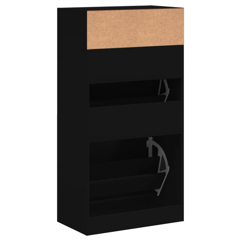 vidaXL fekete szerelt fa cipőszekrény 60x34x116 cm