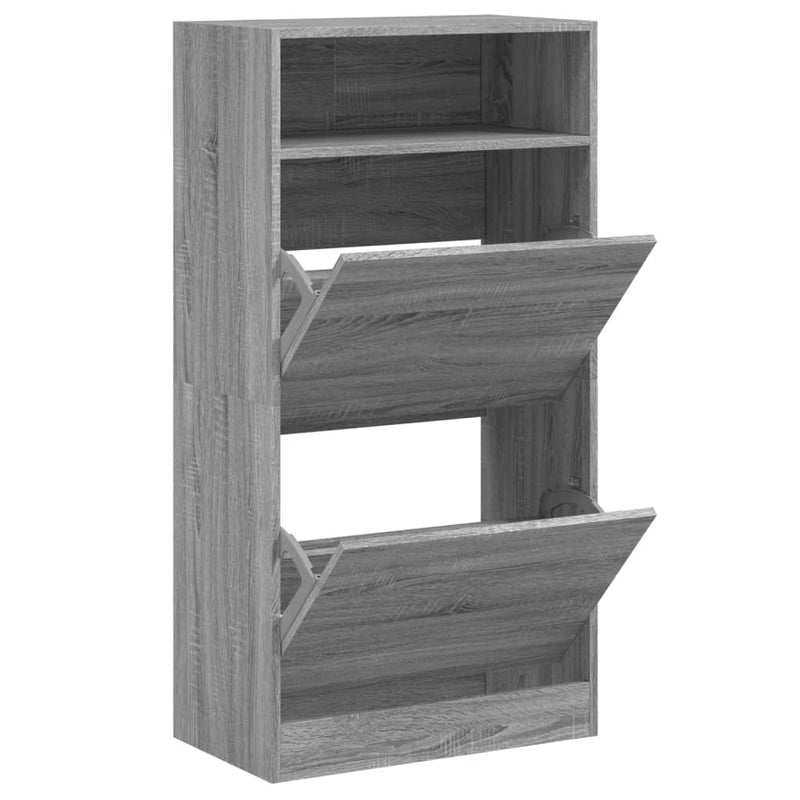 vidaXL szürke sonoma színű szerelt fa cipőszekrény 60x34x116 cm