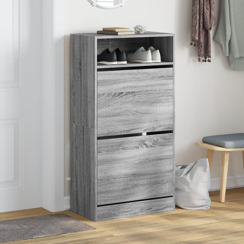 vidaXL szürke sonoma színű szerelt fa cipőszekrény 60x34x116 cm