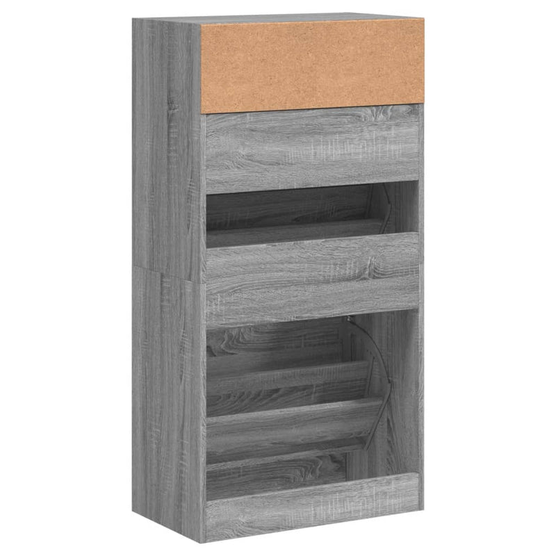 vidaXL szürke sonoma színű szerelt fa cipőszekrény 60x34x116 cm