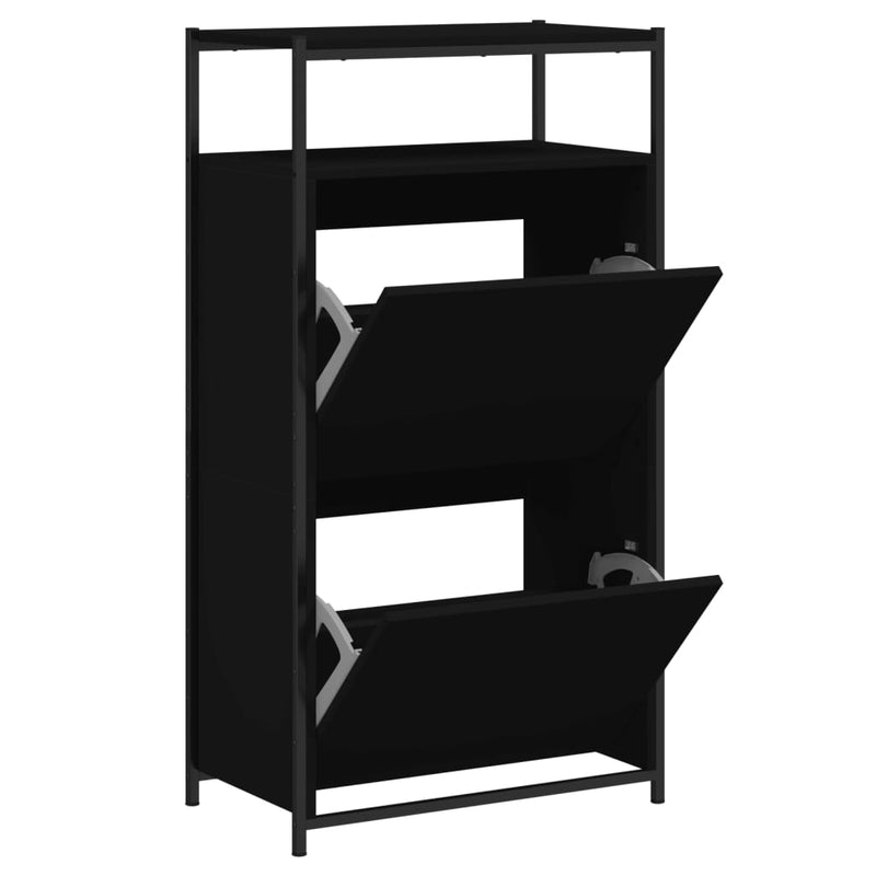 vidaXL fekete szerelt fa cipőszekrény 60x34x112 cm