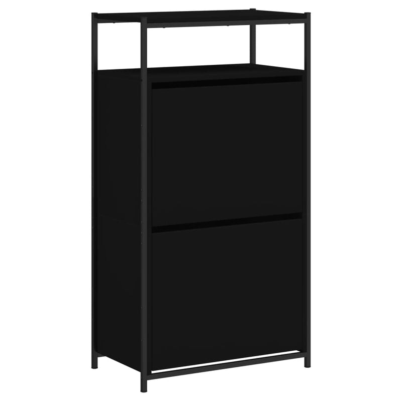 vidaXL fekete szerelt fa cipőszekrény 60x34x112 cm